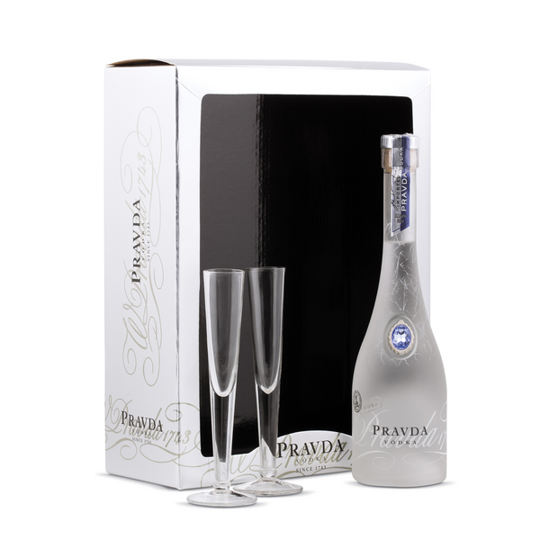 Pravda Vodka Gift Package With 2 Glasses
